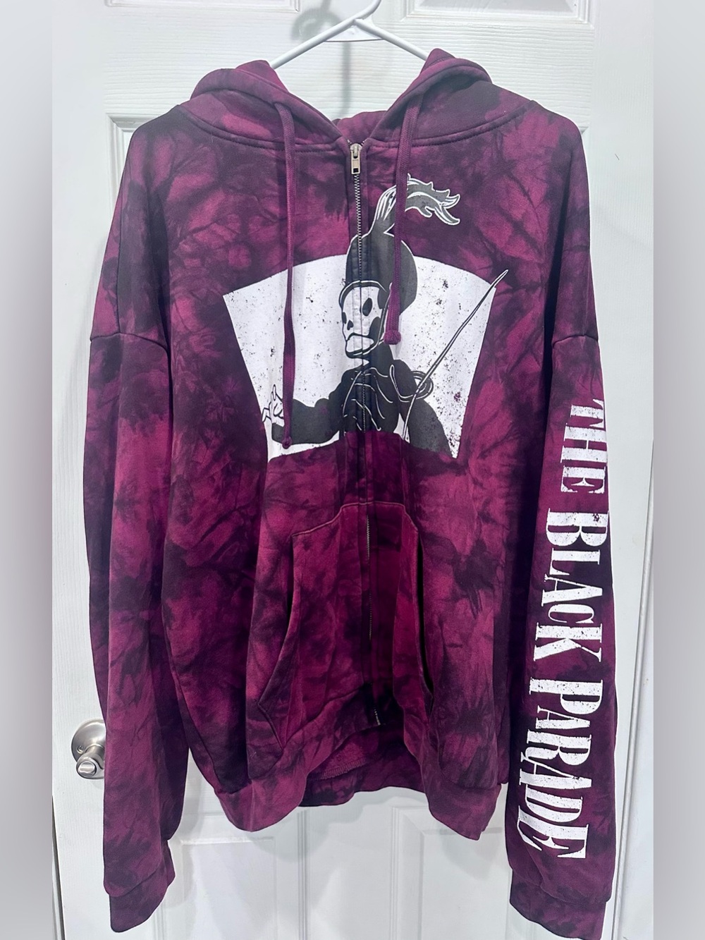 My Chemical Romance The Black Parade Full Zip Hoodie XL Burgundy Tie Dye Emo